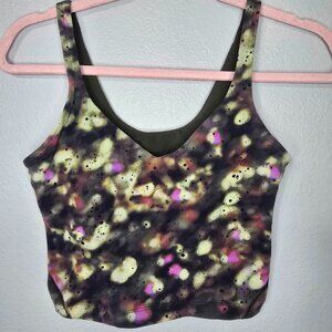 LULULEMON Khaki Green & Multicolor ALIGN Cropped Tank Sports Bra US 4 BD